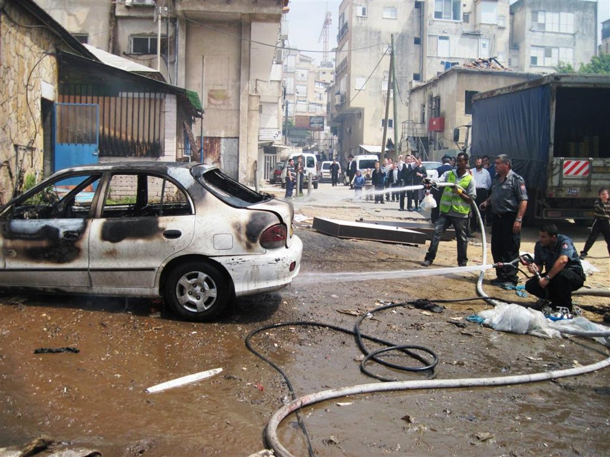 ב"ב: רכב ומבנה עלו באש כתוצאה ממשחק ילדים באש של שריפת חמץ