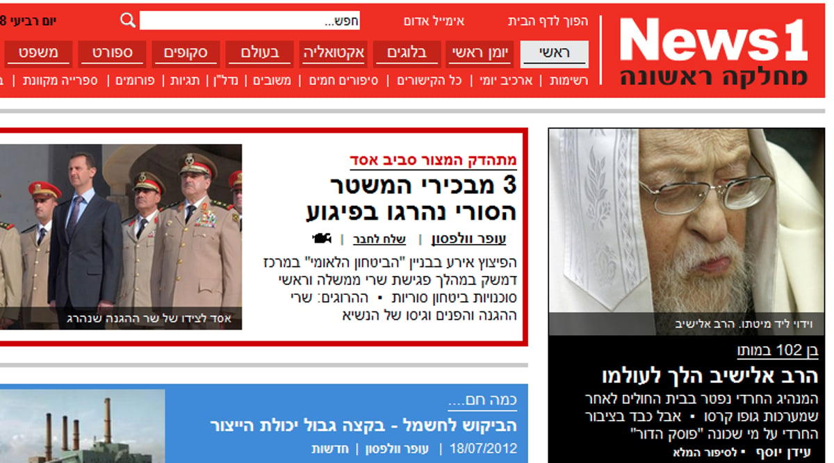 הסיקור באתר 'news1'