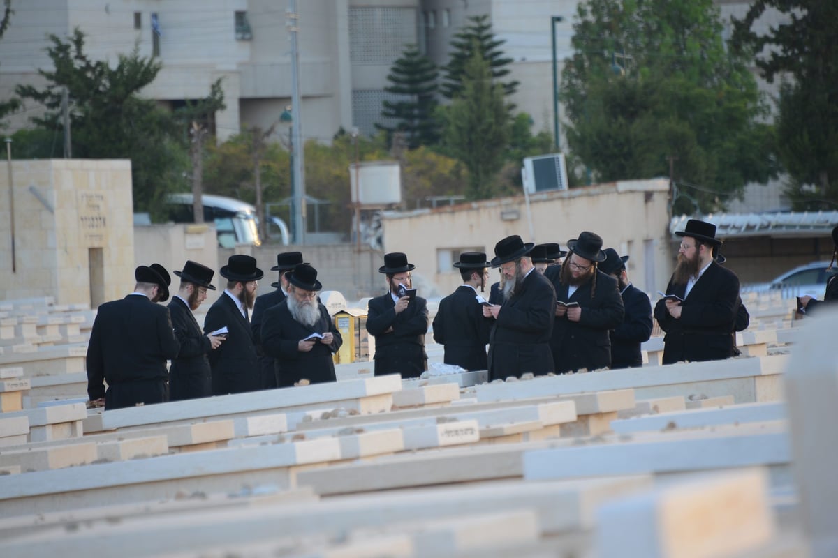 מרן הגראי"ל שטיינמן בקברה של רעייתו • צפו בוידאו וגלריה