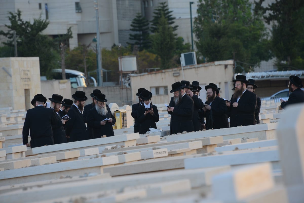 מרן הגראי"ל שטיינמן בקברה של רעייתו • צפו בוידאו וגלריה