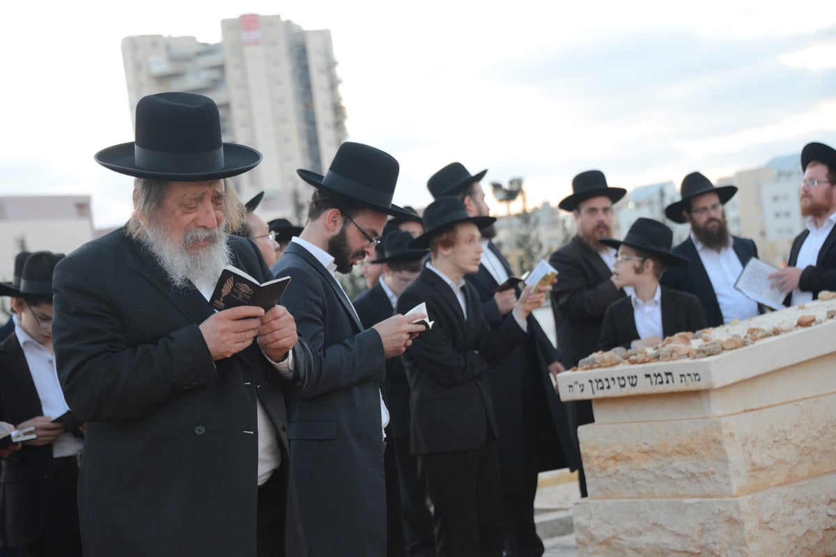 מרן הגראי"ל שטיינמן בקברה של רעייתו • צפו בוידאו וגלריה