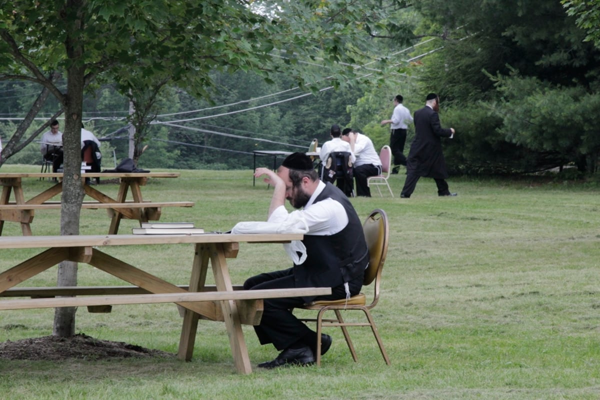 יוצאים להרים וממשיכים ללמוד: תיעוד ענק מהנופש החרדי-אמריקאי