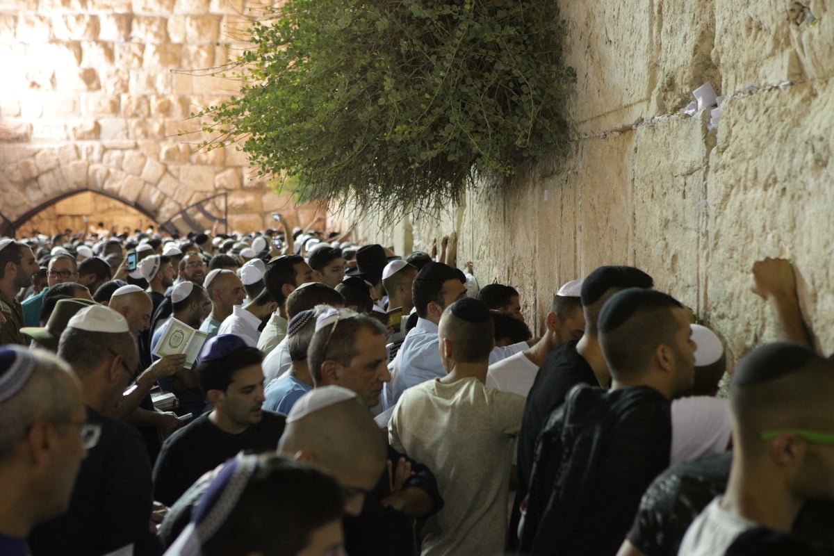 תיעוד: רבבות בעצרת הסליחות בכותל המערבי