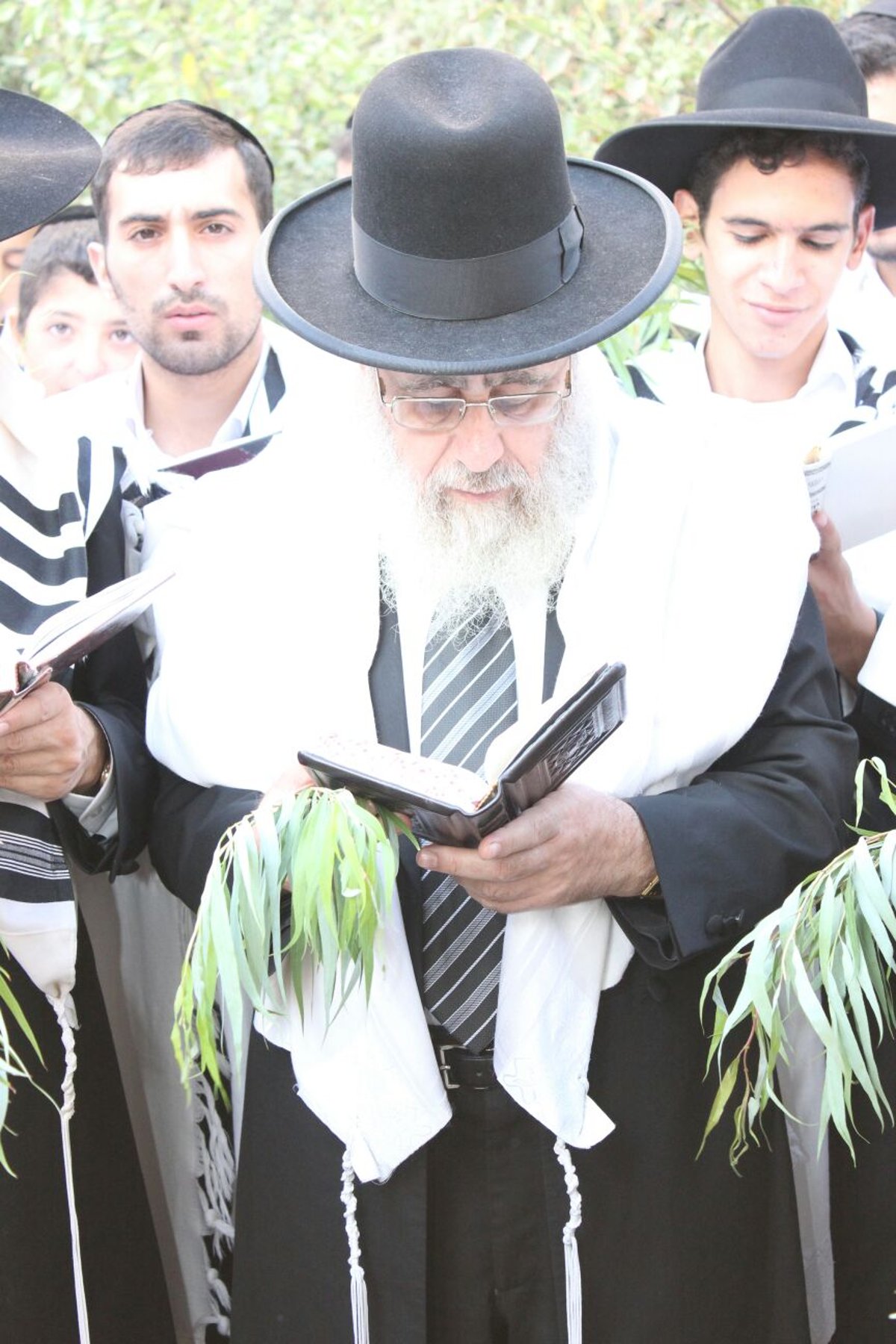 הראשל"צ הגר"י יוסף בחבטת ערבה עם תלמידיו • גלריה