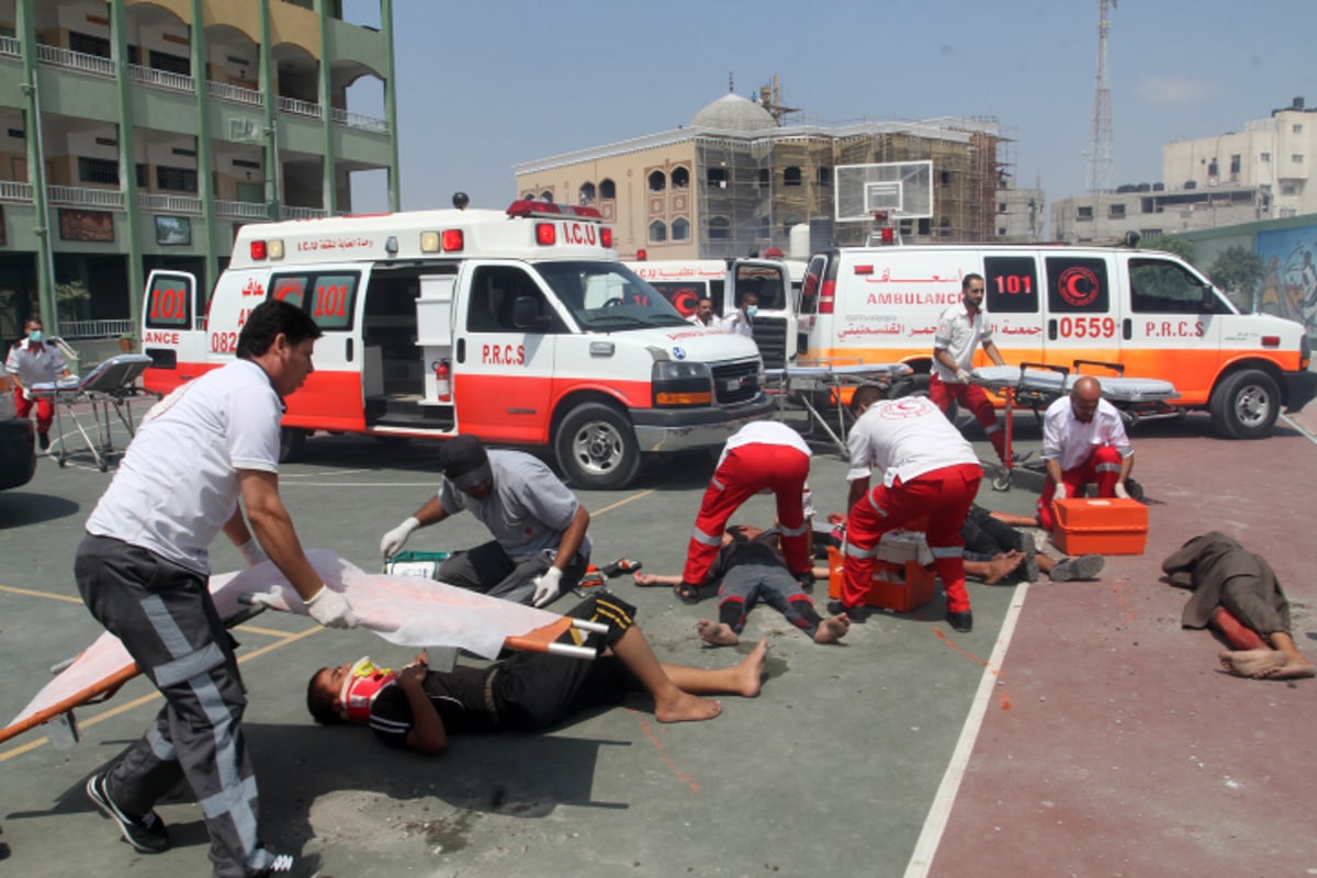 תיעוד מעזה: כוחות ההצלה בתרגיל חירום