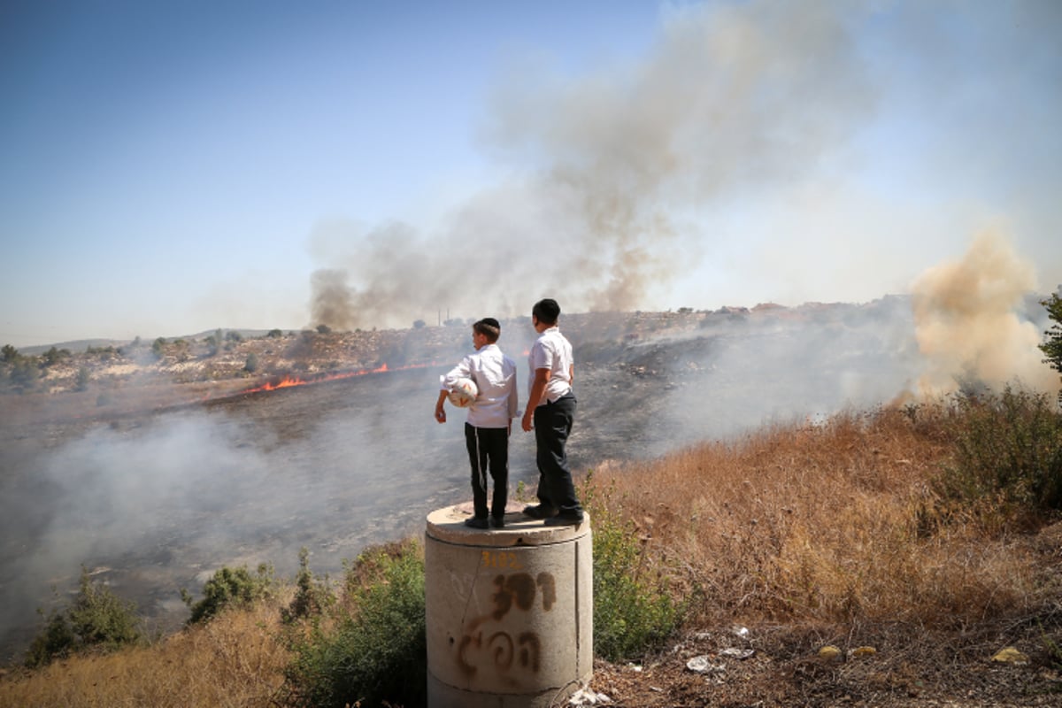 תיעוד: שריפה ליד הבתים ברמת בית שמש