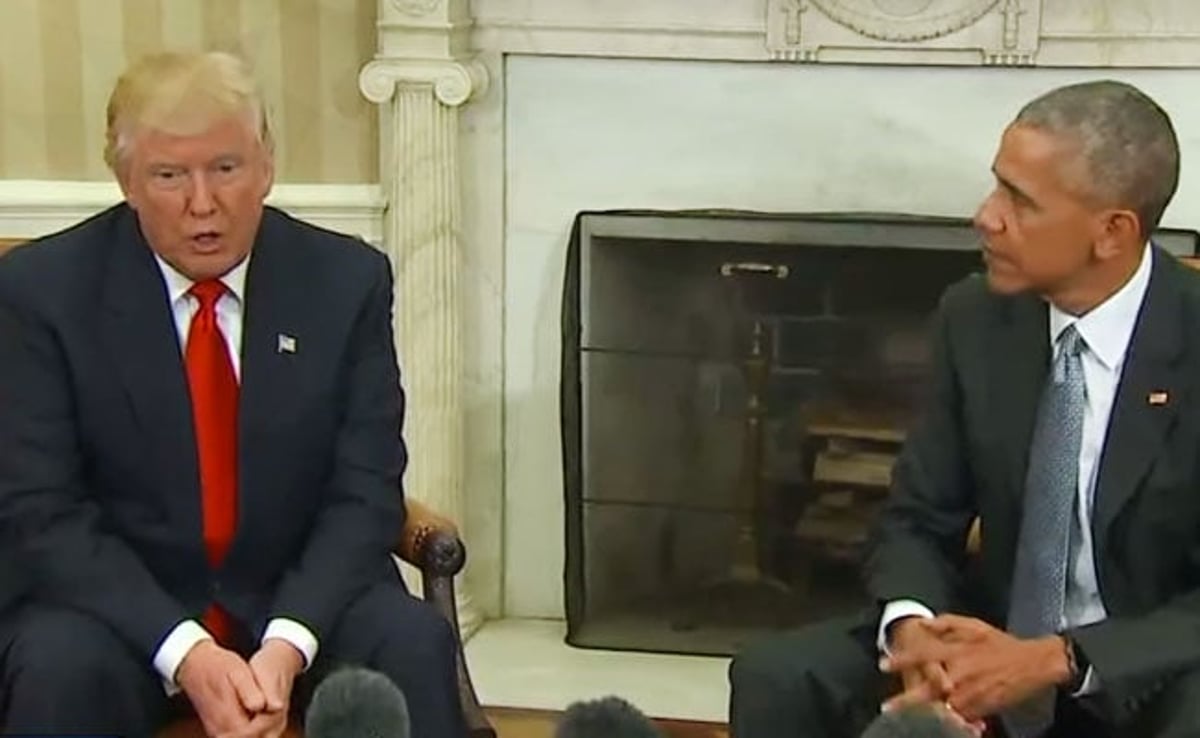 אובמה וטראמפ נפגשו בבית הלבן: 'הייתה פגישה מצויינת'