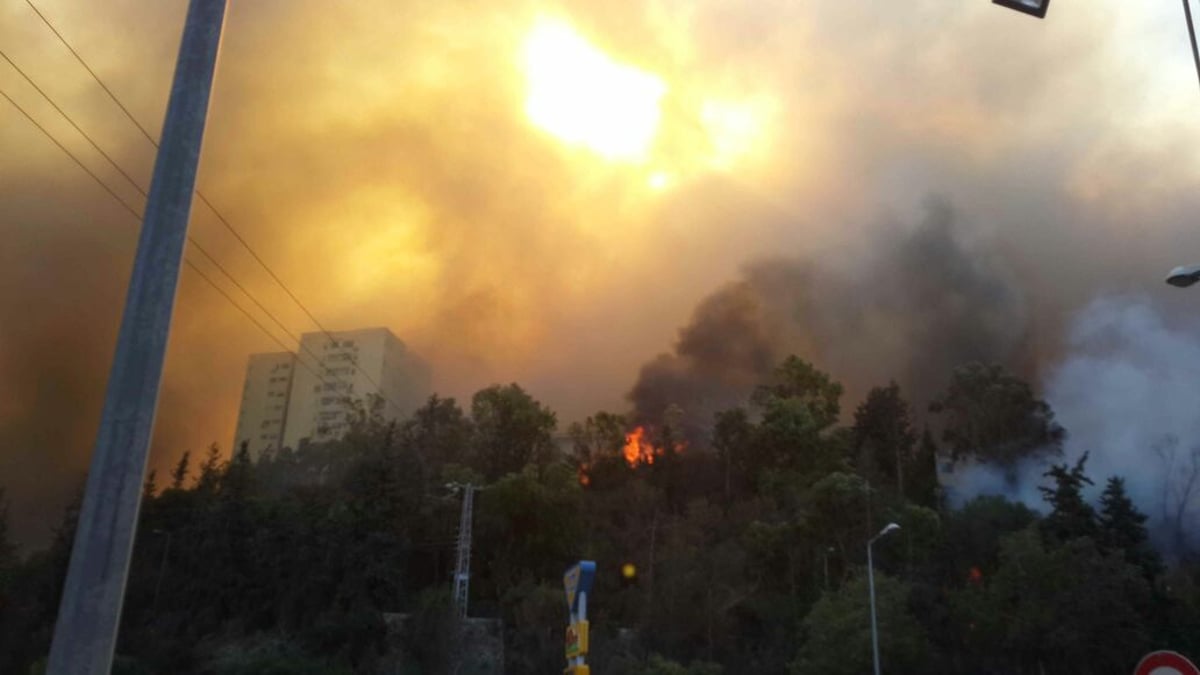 האש בשכונת רוממה בחיפה