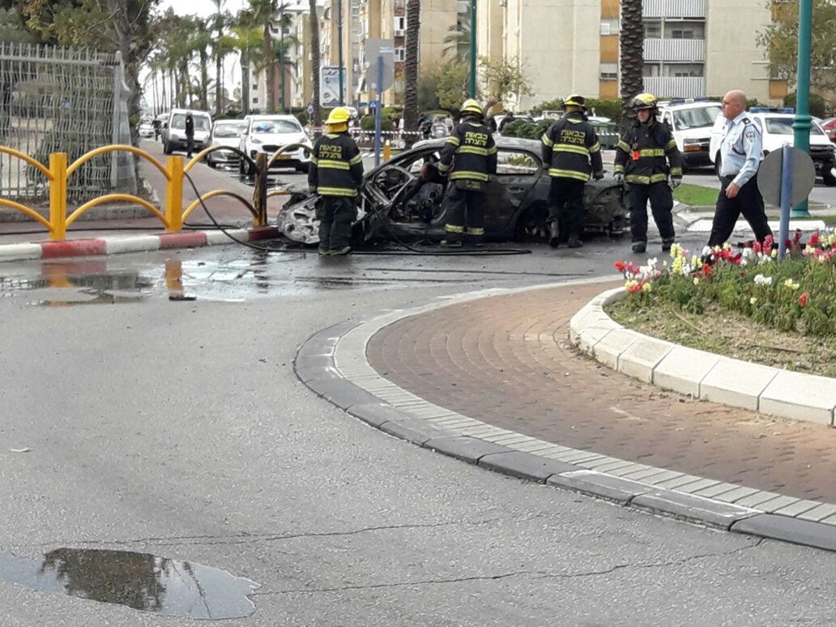 רכב התפוצץ  ועלה באש; הרוג ו-2 פצועים