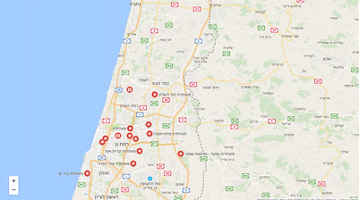 מפת המרפאות של קופת חולים מאוחדת