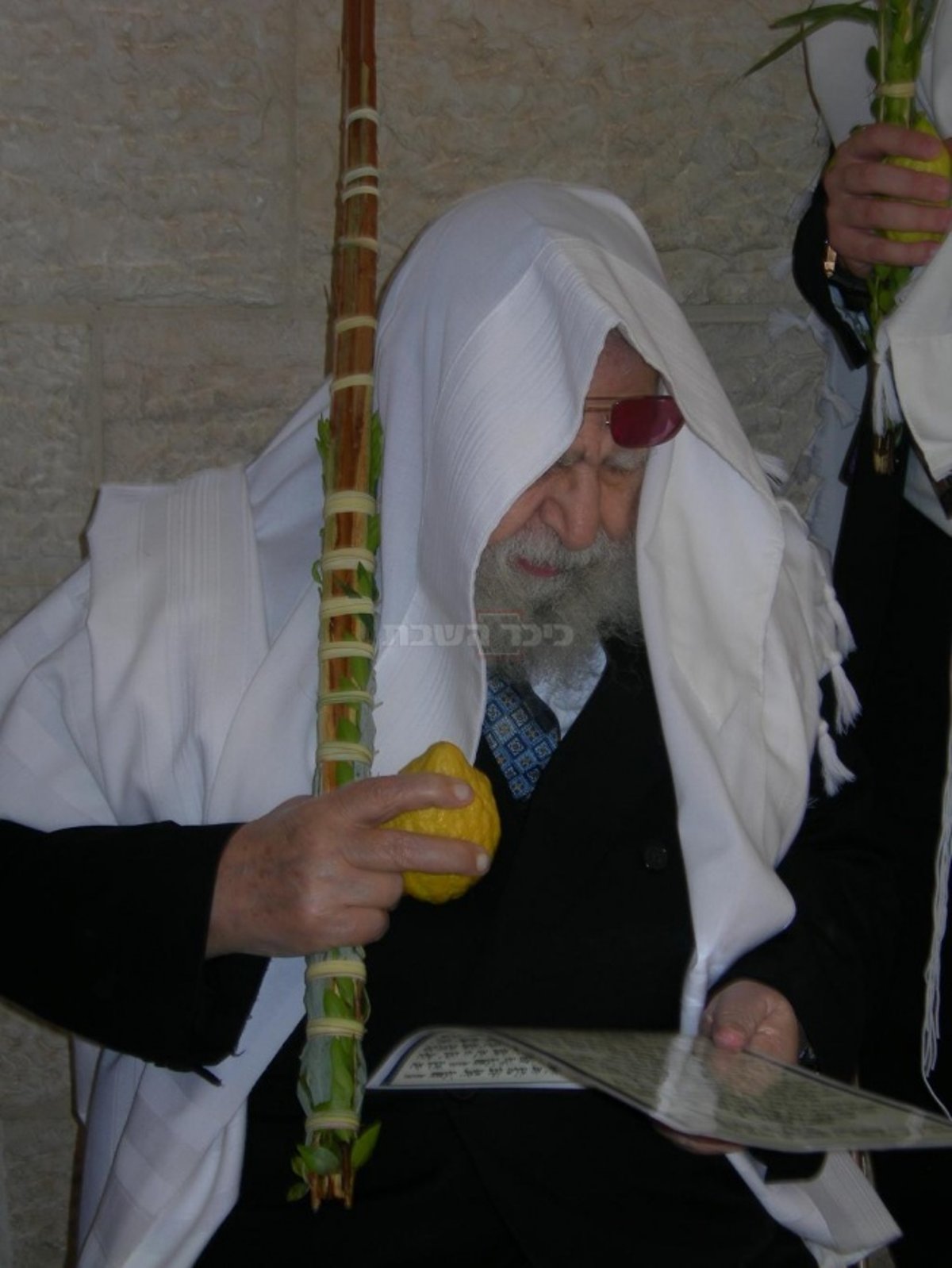 מרן הרב עובדיה זצ"ל עם ארבעת המינים. מן הארכיון. באדיבות המצלם