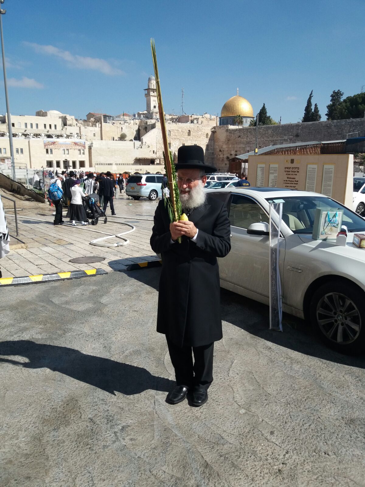 הגאון רבי ראובן אלבז נוטל ארבעת המינים בכותל