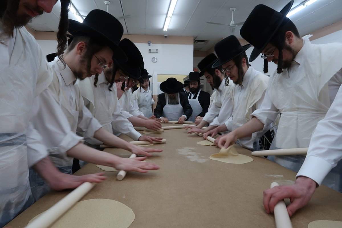 הרבי מסאטמר בטחינת חיטים ואפיית מצות • תיעוד