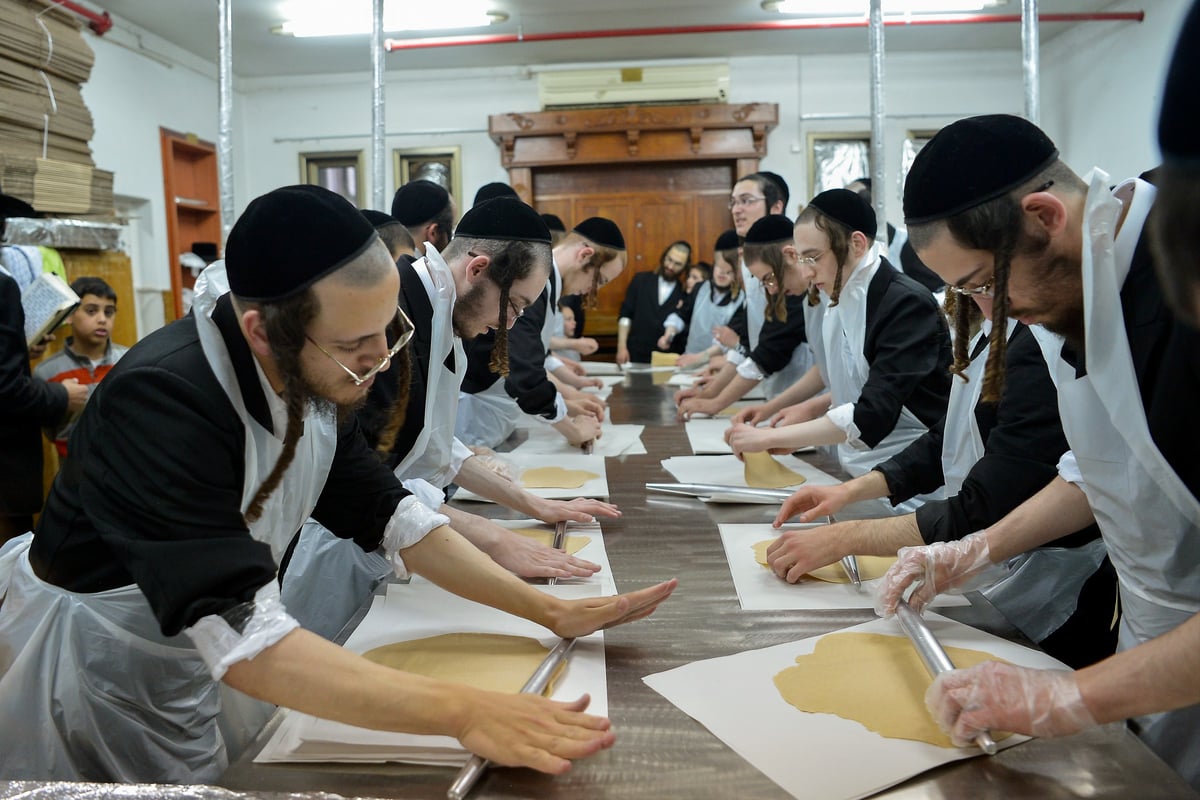 תיעוד מיוחד: החסידים מכינים מצות לפסח