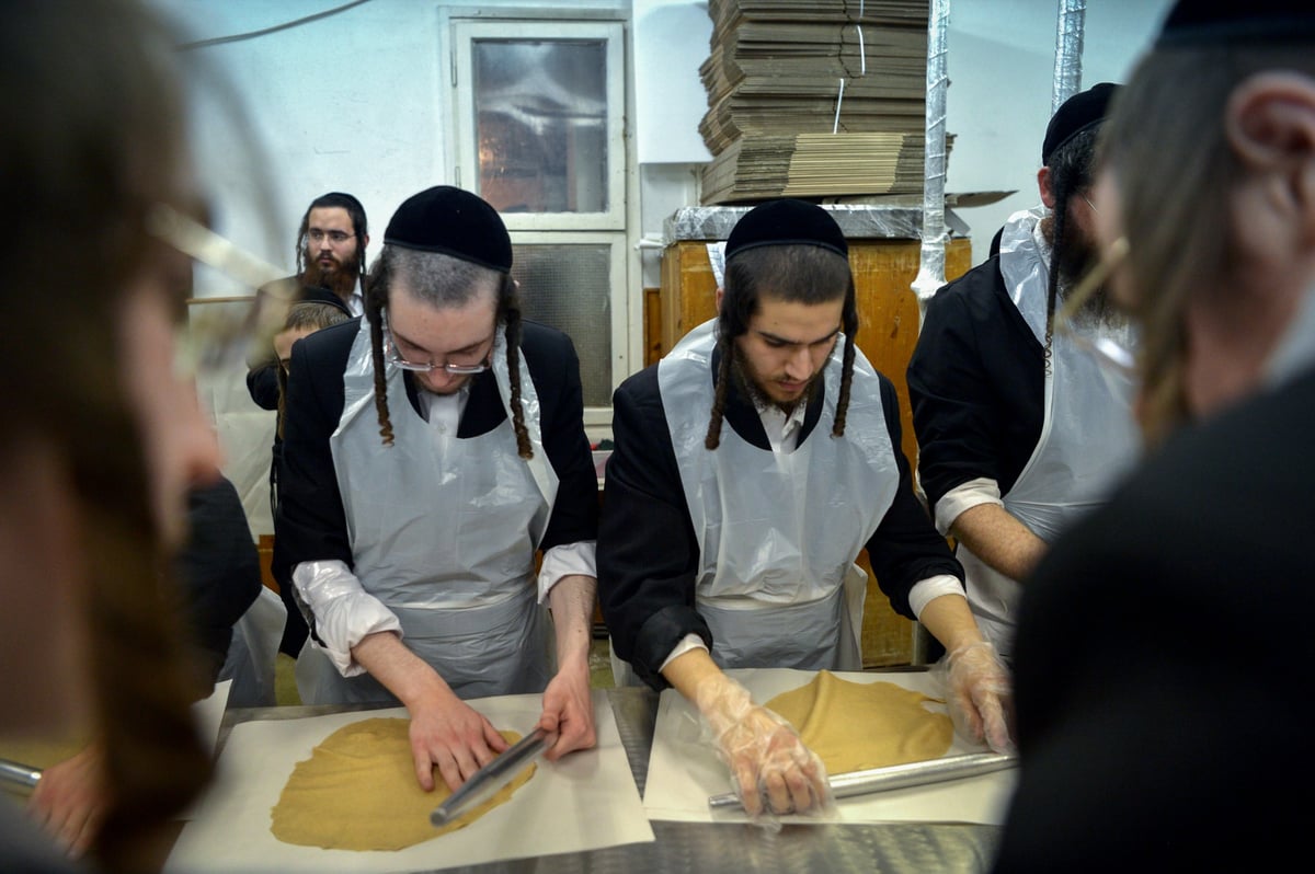 תיעוד מיוחד: החסידים מכינים מצות לפסח