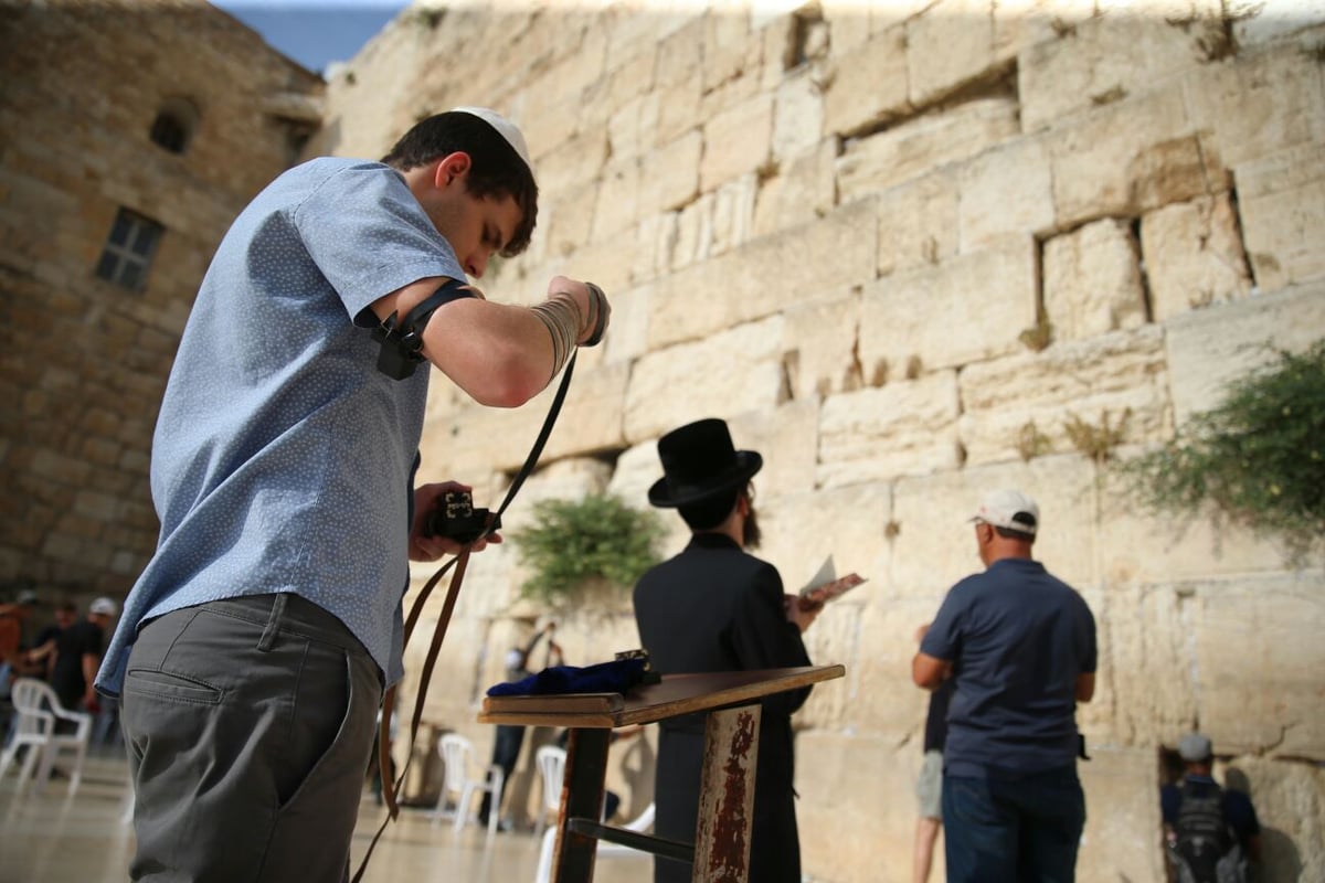 על רקע הצעקות בנתב"ג: תפילין בכותל