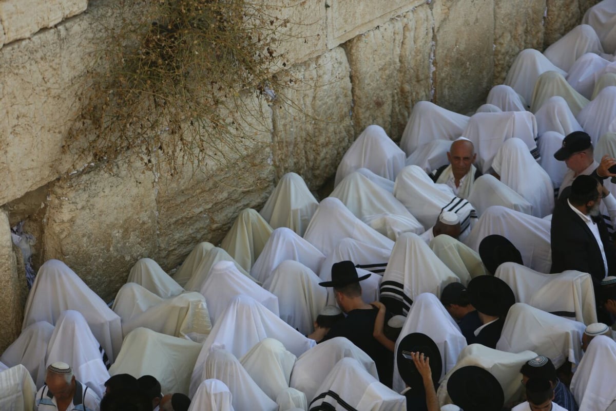 מעמד 'ברכת כהנים' של מוסף בכותל המערבי. צפו