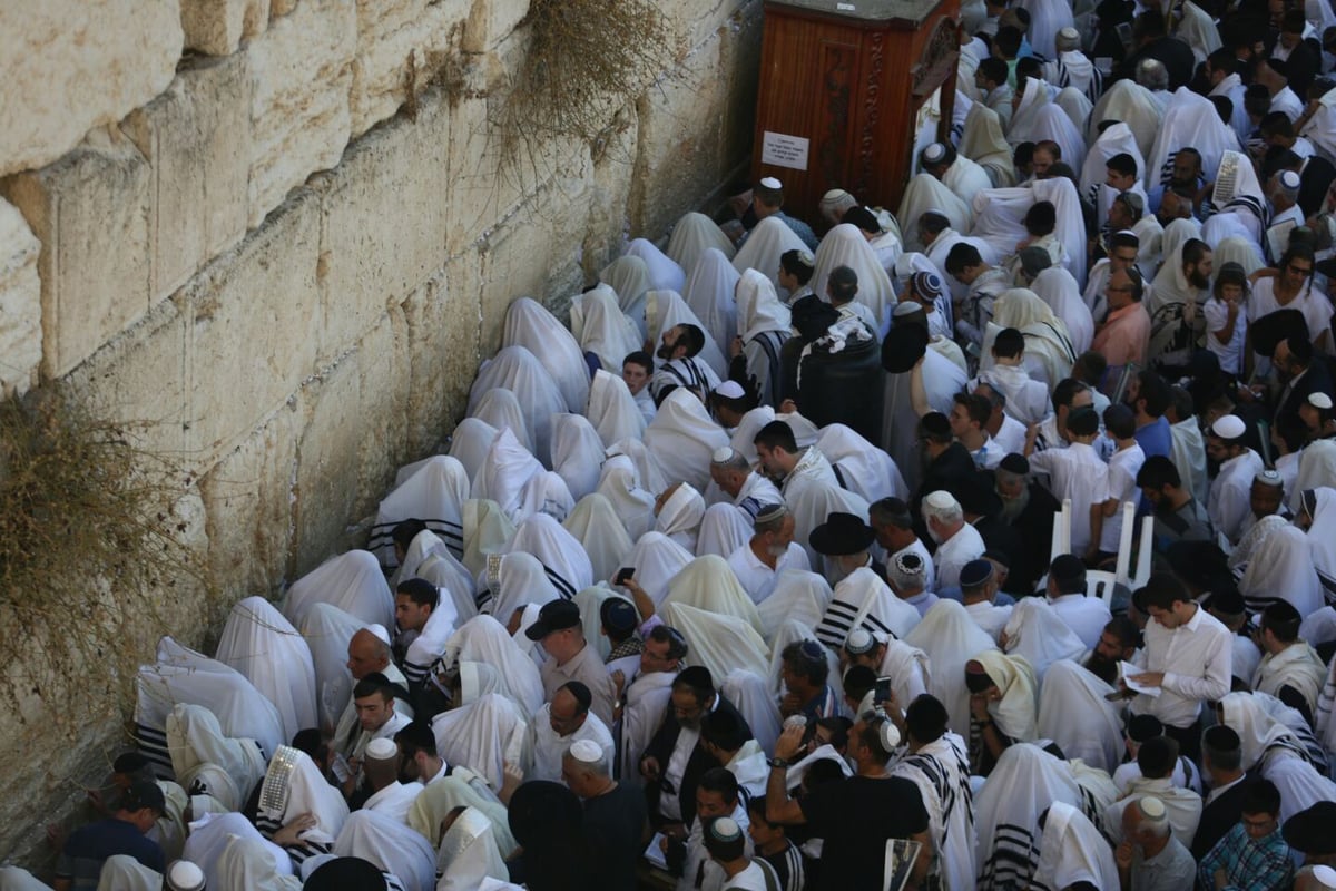 מעמד 'ברכת כהנים' של מוסף בכותל המערבי. צפו