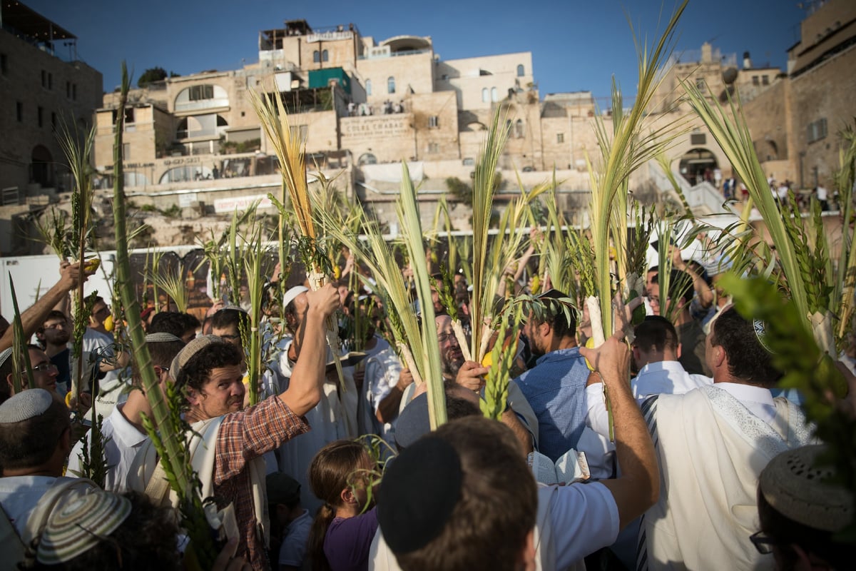 הושענא רבה ברחבת הכותל המערבי. תיעוד