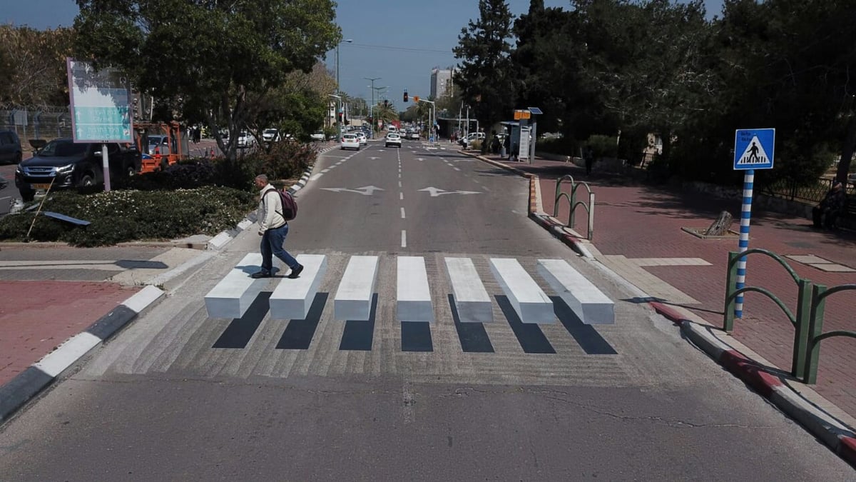 מעבר חצייה תלת ממדי הותקן באשקלון