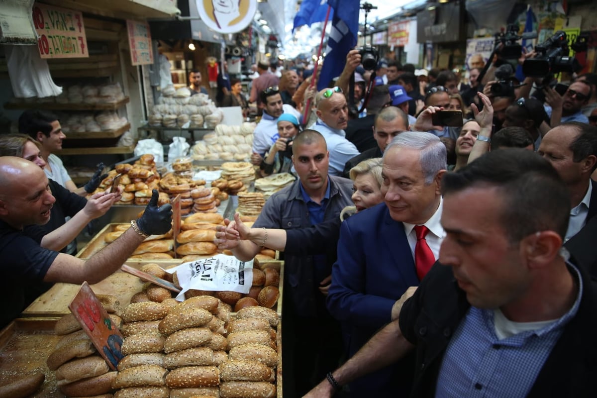 נתניהו  לחוץ? יצא לשכנע בשוק מחנה יהודה