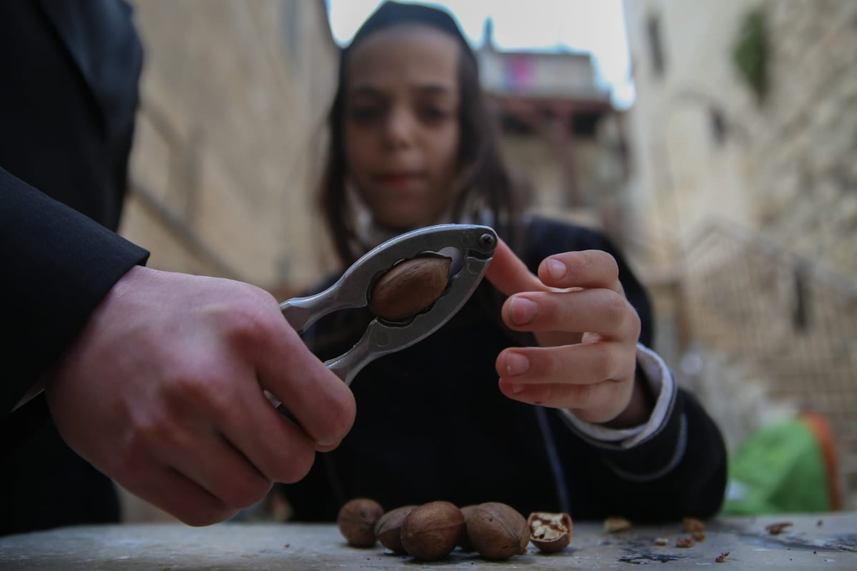 פסח: הילדים מפצחים את האגוזים והשקדים