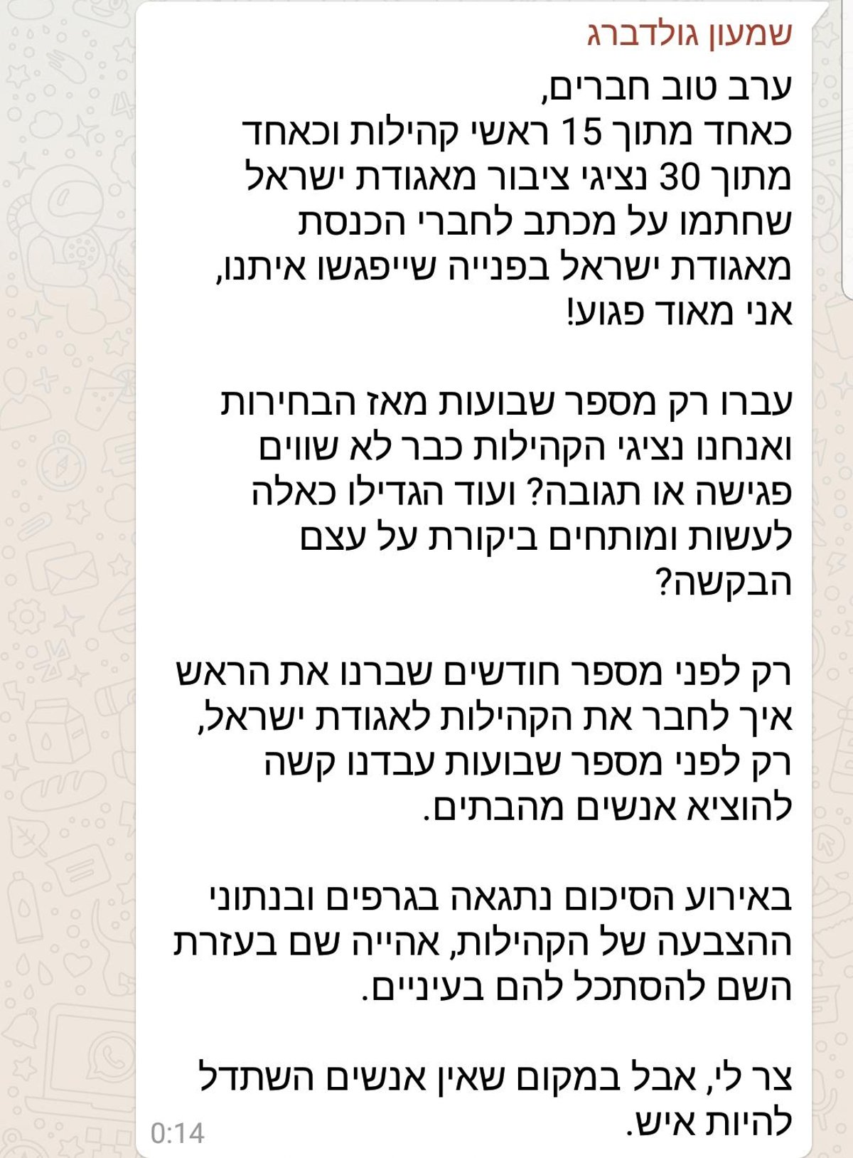 פרוש: "ליצמן לא שומע לי". הנציגים: "מתעלמים מאיתנו"