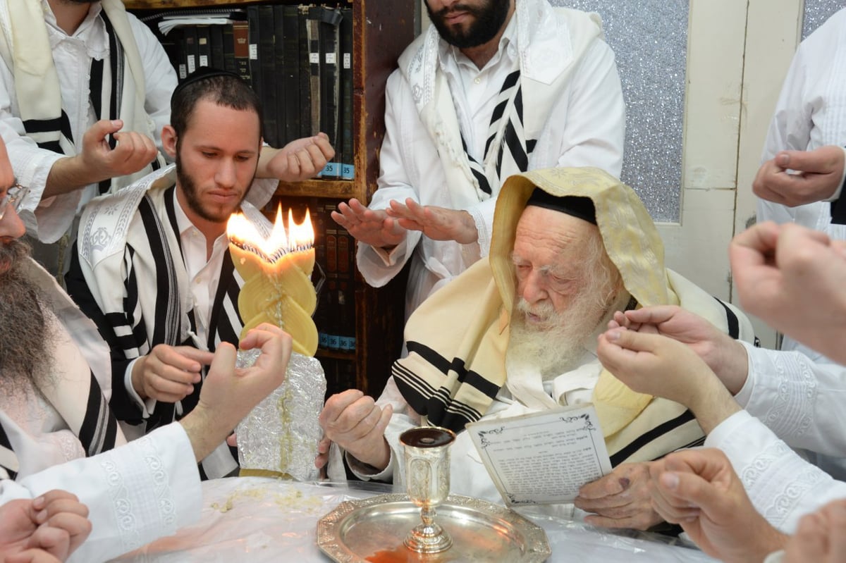 לאחר ההבדלה: מרן שר התורה סייע בבניית הסוכה