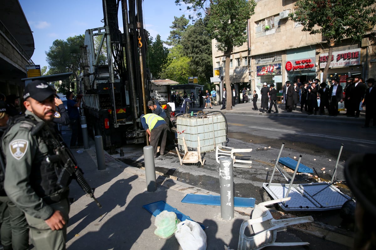 הופסקו עבודות הרכבת הקלה ב'גאולה'; מפגין נעצר