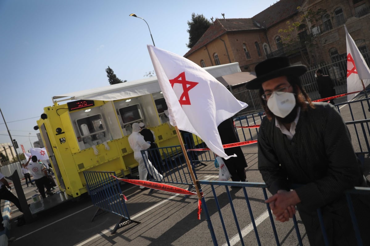 צפו: כך תושבי מאה שערים נבדקים מקורונה