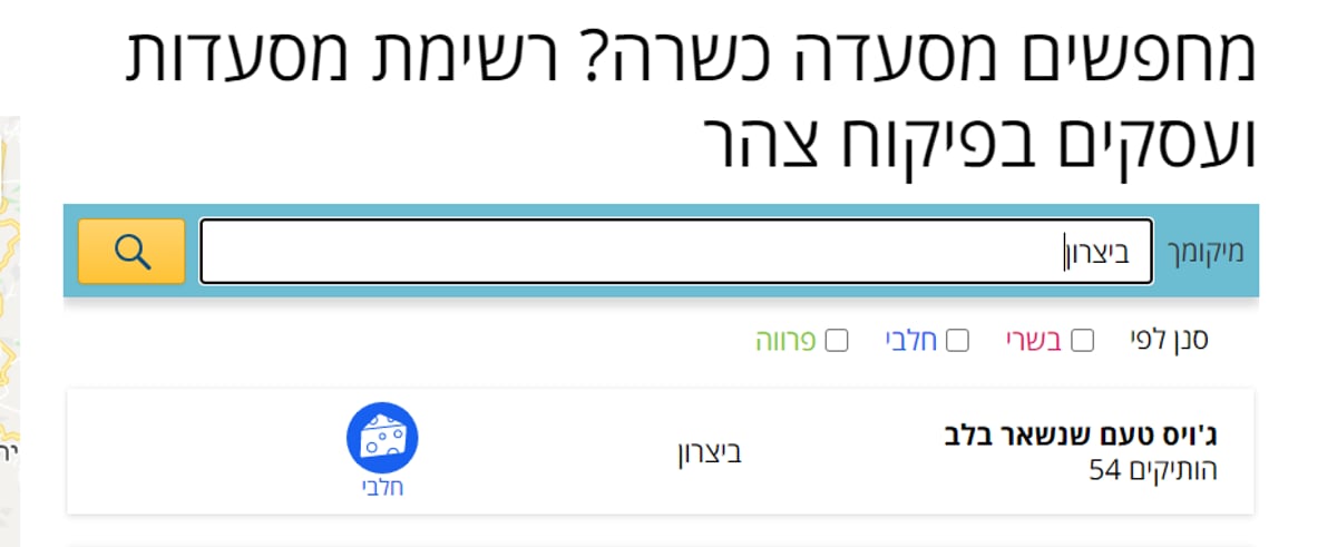 המסעדה: בפיקוח צהר; בתפריט: בשר בחלב