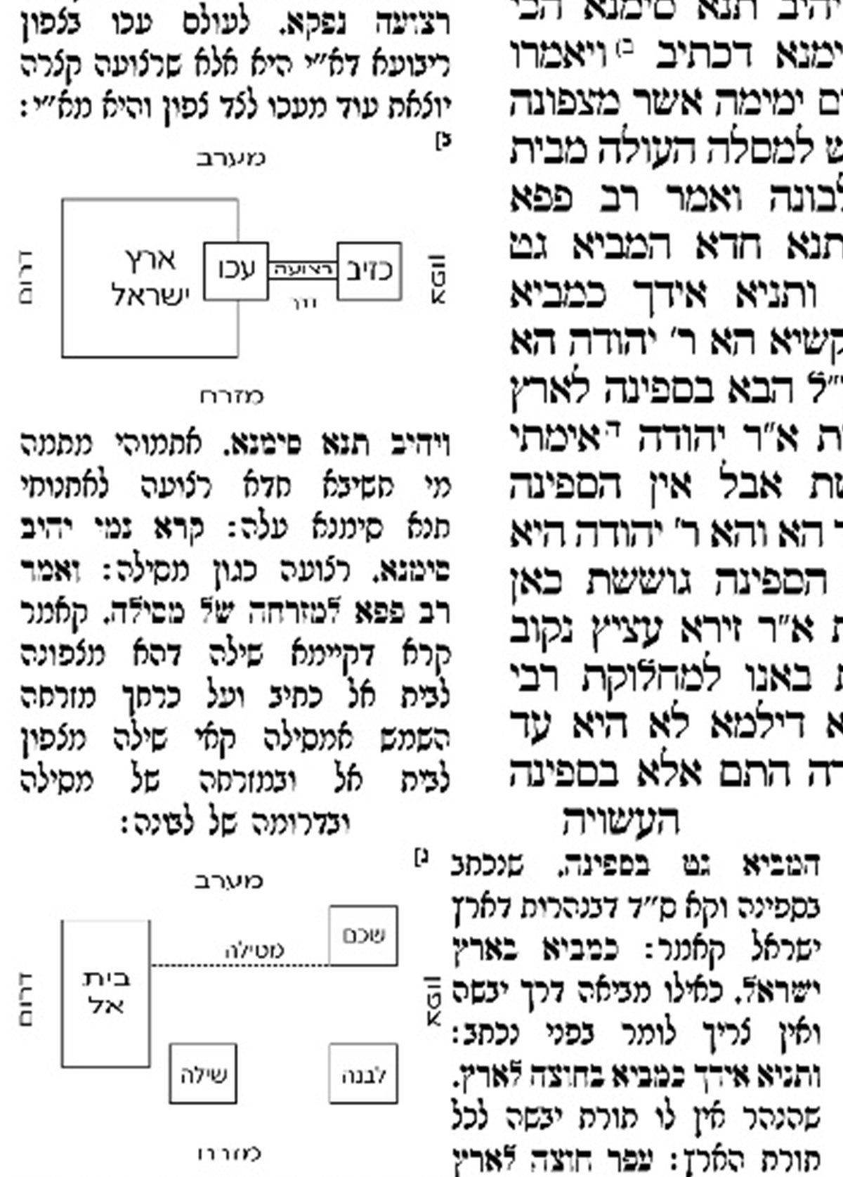 מפה שצייר רש"י המתארת היכן נמצא משכן שילה, וכן על גבולה הצפוני של ארץ ישראל (בשנים אלו העיר עכו)