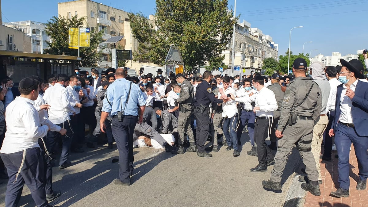 זעם: אנשי הפלג התפרעו; הרב שניסה להרגיע - נעצר בכוח