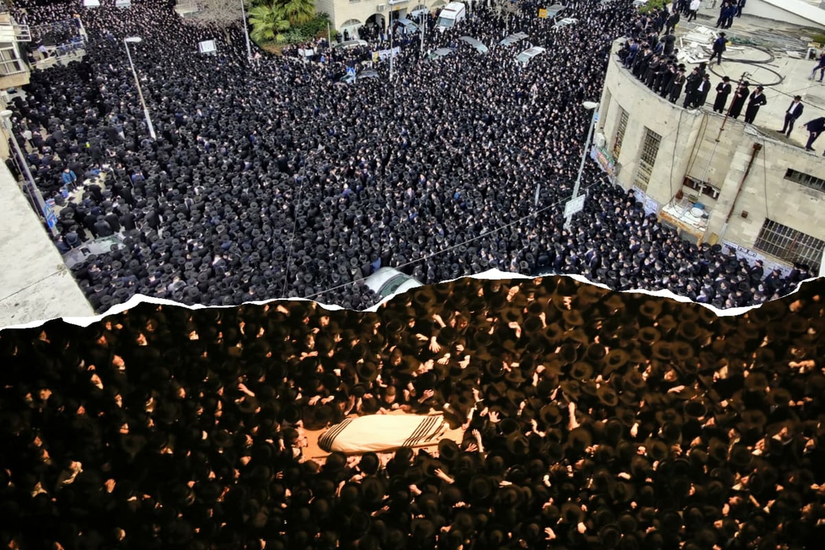 הלווית הגרמ"ד סולובייצ'יק (למעלה) והלווית הגר"י שיינר (למטה)