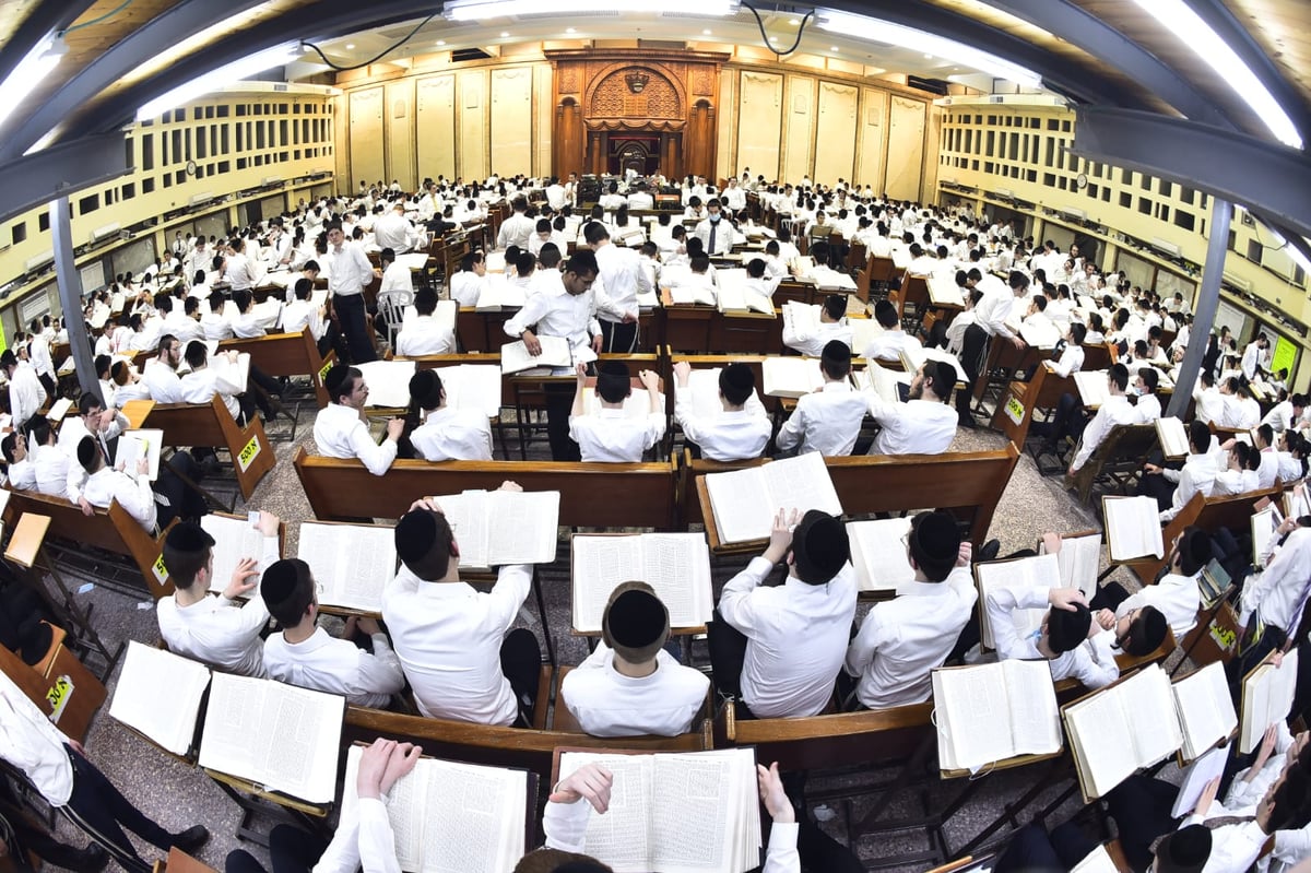 מרגש: סדר לימוד ליל פורים בישיבת פוניבז'