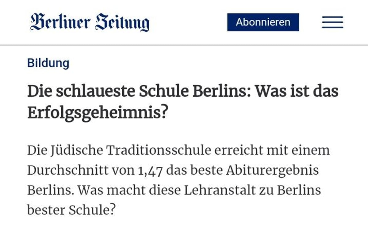 "בית הספר החכם ביותר בברלין: מהו סוד ההצלחה?". כותרת הכתבה ב'ברלינר צייטונג'