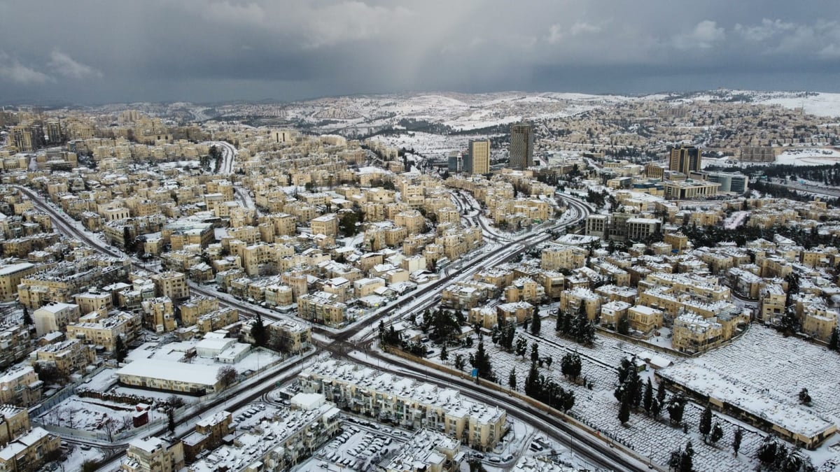 ירושלים מושלגת; תיעוד מיוחד ממעוף הציפור