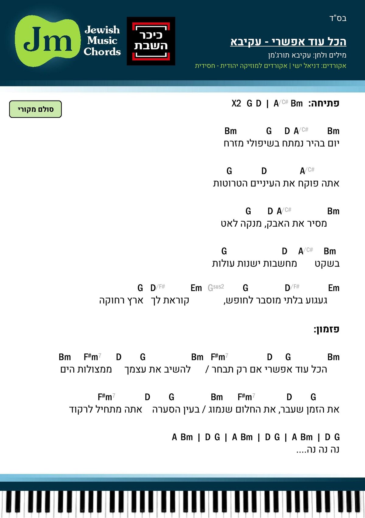 בואו לנגן את "הכל זה אפשרי" של 'עקיבא'