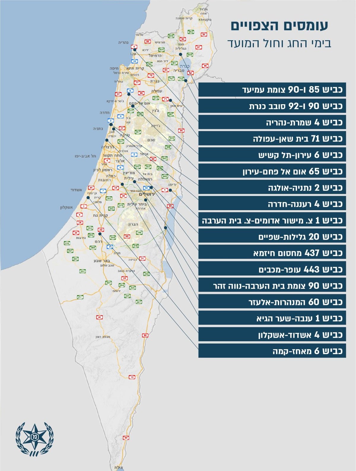 אלו הצירים בהם צפויים עומסי תנועה בחול המועד