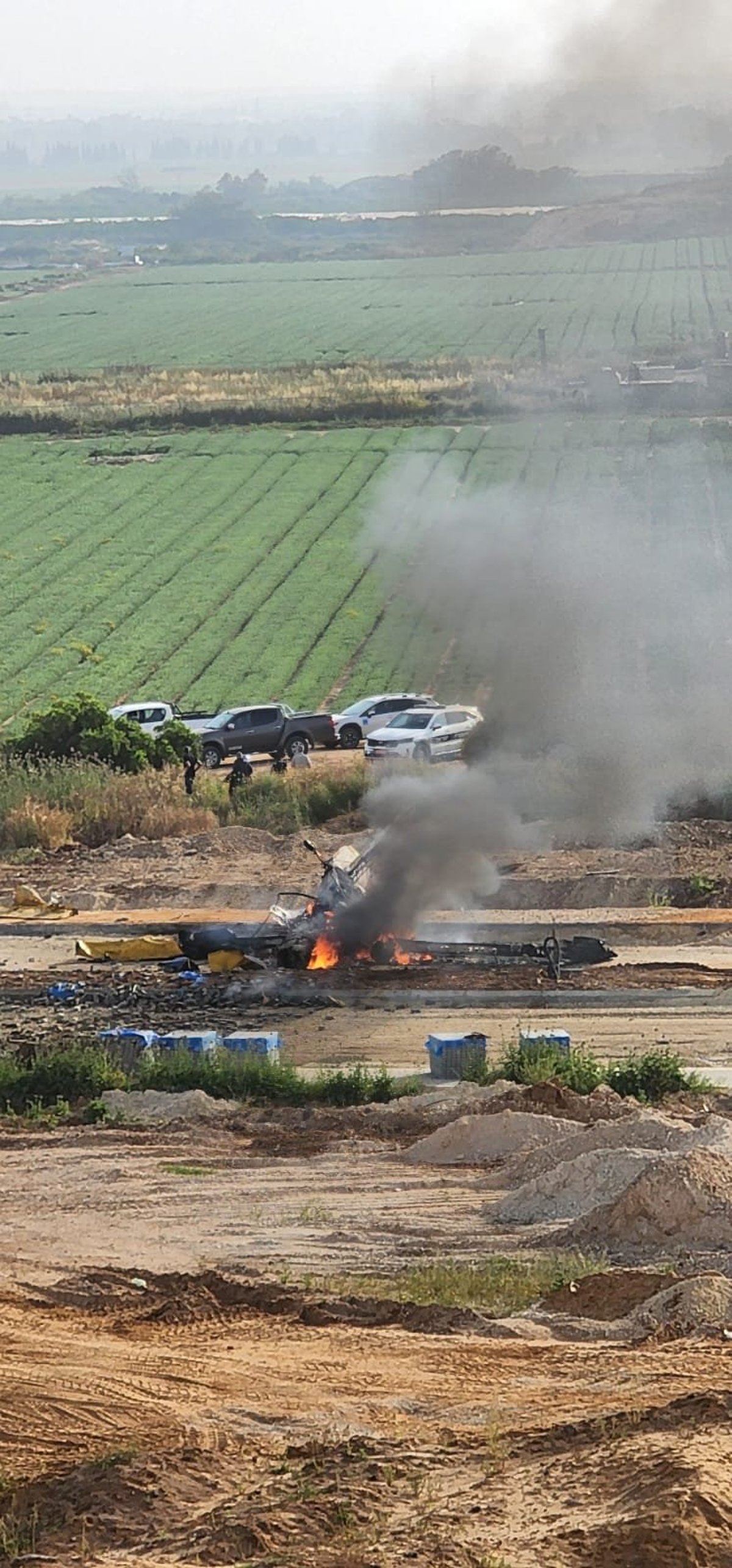 מטוס ריסוס התרסק ועלה באש, הטייס חולץ