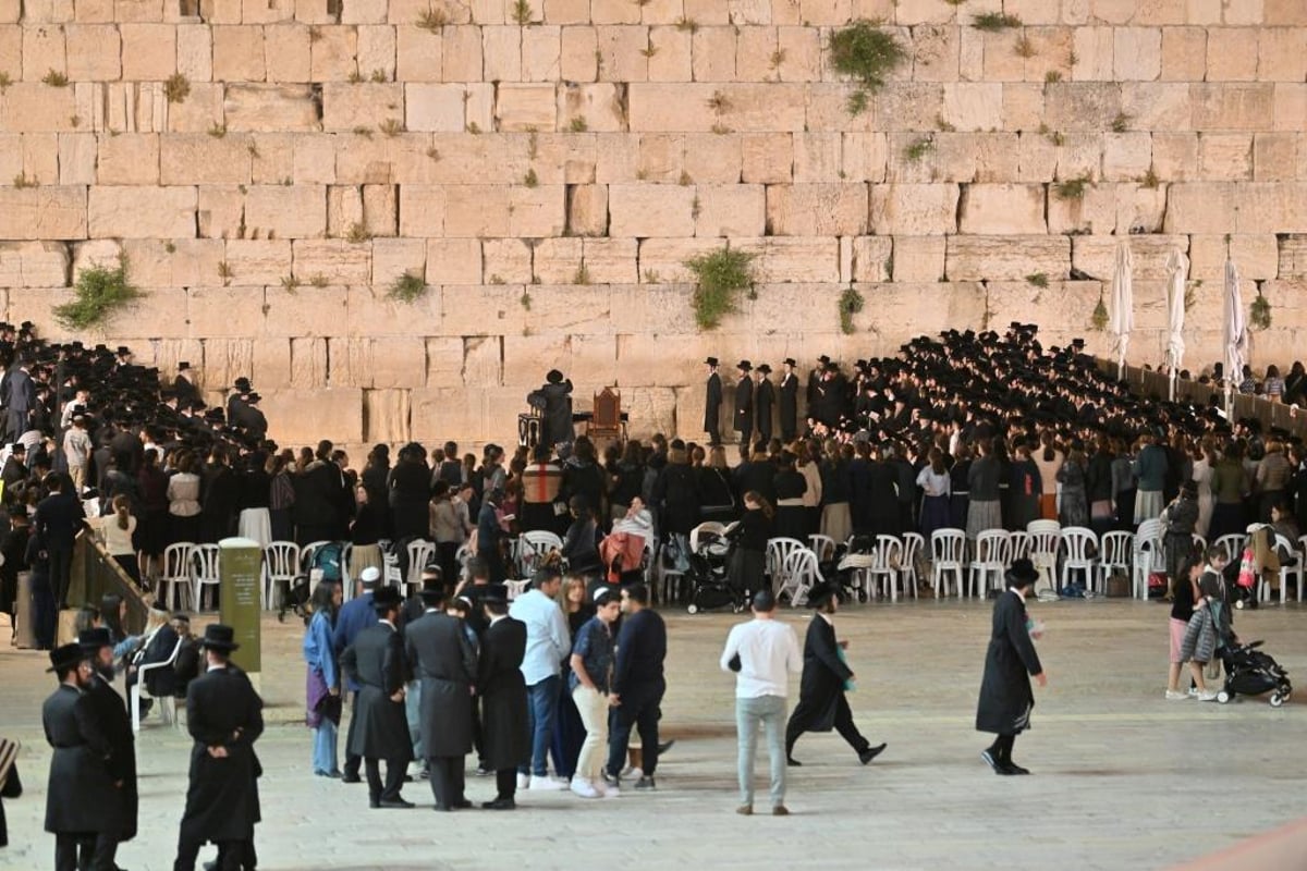 חסידי ויז'ניץ הגיעו להתפלל בכותל המערבי ובמירון