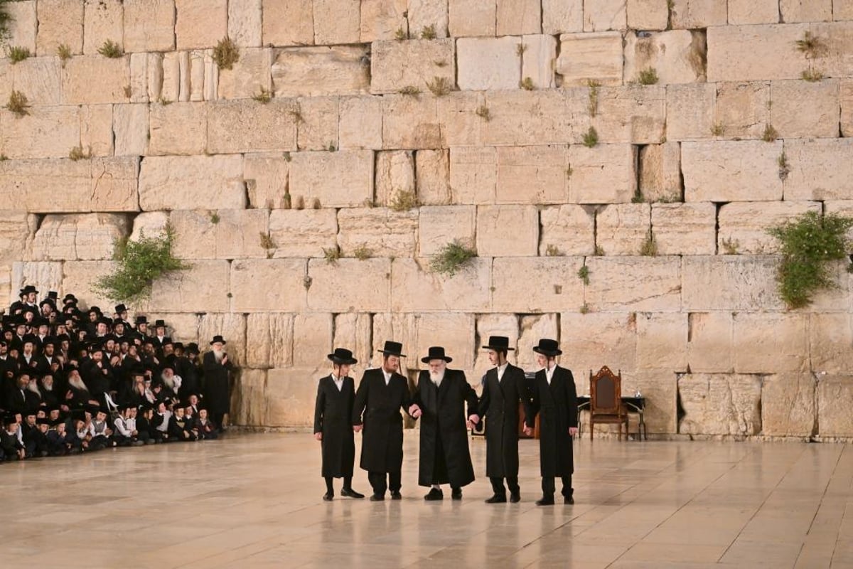 חסידי ויז'ניץ הגיעו להתפלל בכותל המערבי ובמירון