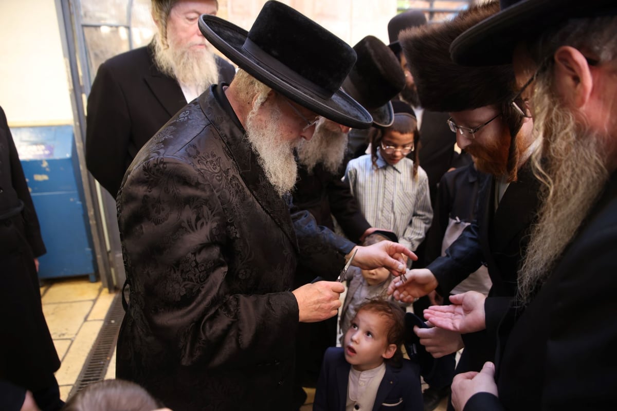 האדמו"ר מפינסק קרלין ערך 'חלאקה' לנכדו