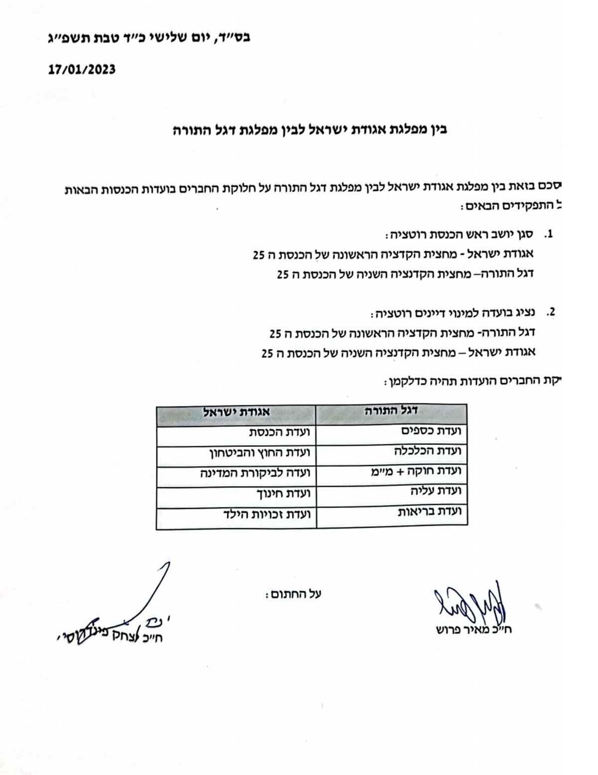 עכשיו זה רשמי: זו חלוקת התפקידים בין 'דגל התורה' ל'אגודת ישראל'