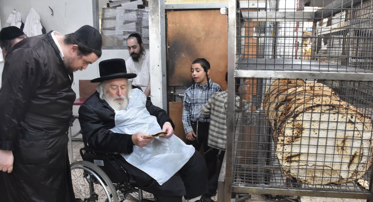 האדמו"ר מטשחויב באפיית מצות בבני ברק | תיעוד