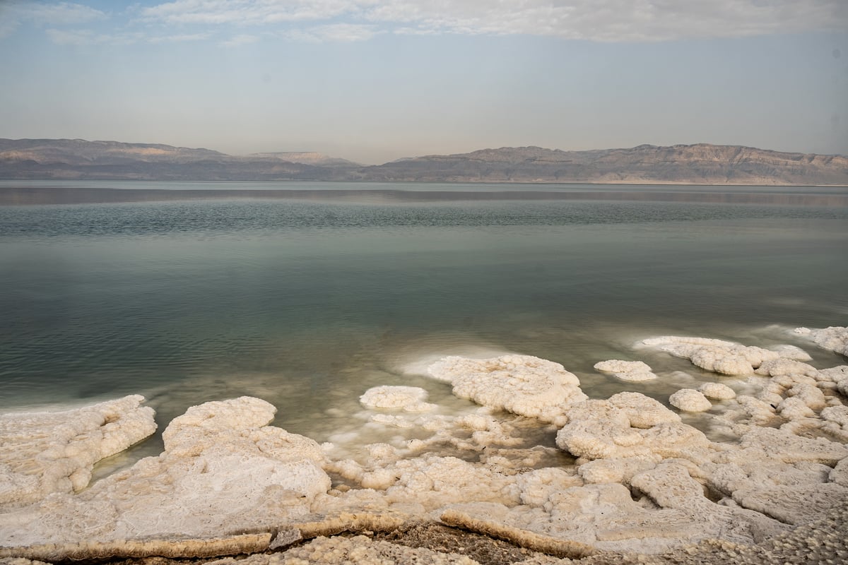 תיעוד מרהיב: ים המלח ותצורות המלח על החוף