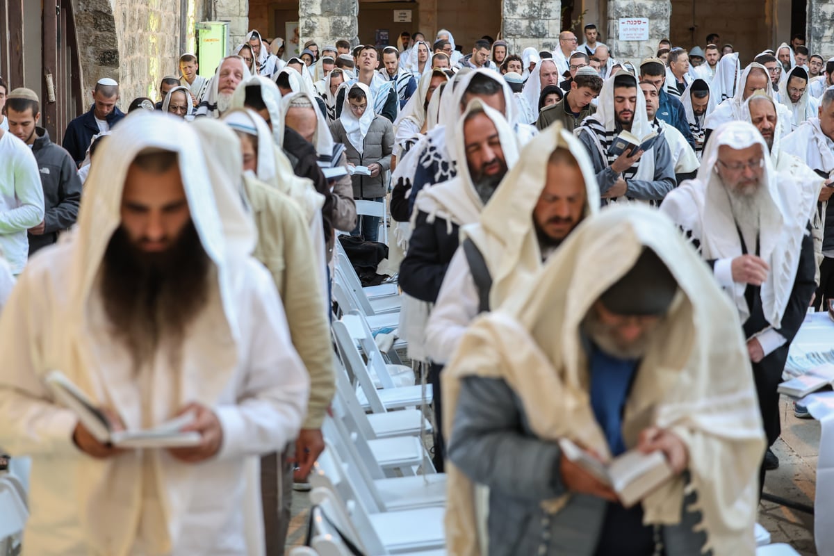 המונים בתפילת הלל חגיגית בעיר העתיקה בצפת | גלריה מיוחדת