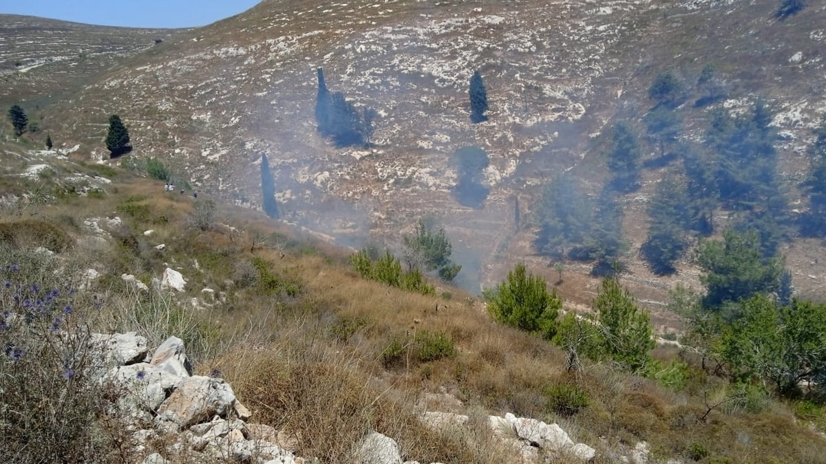 מחבלים הציתו שריפה ליד ההתנחלות חומש; ישראלי נפצע