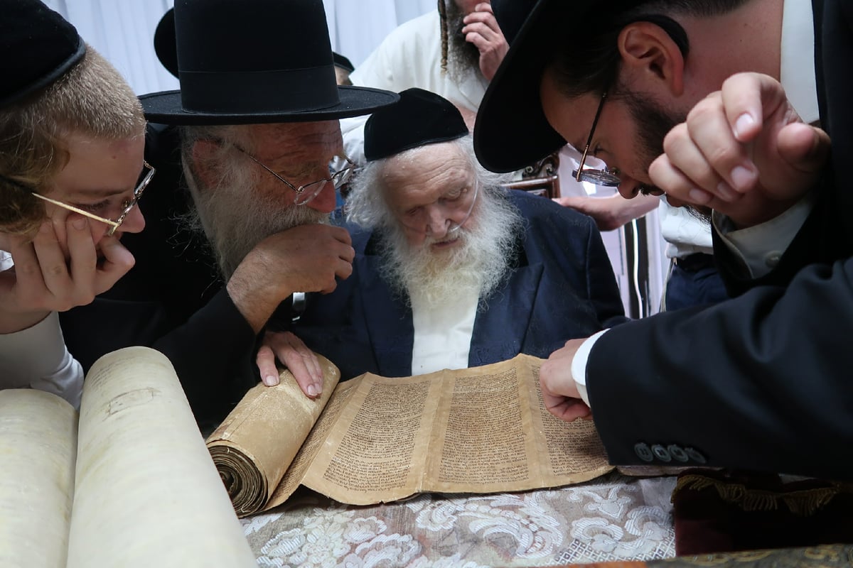 הגר"מ שטרנבוך בודק את ספרי התורה