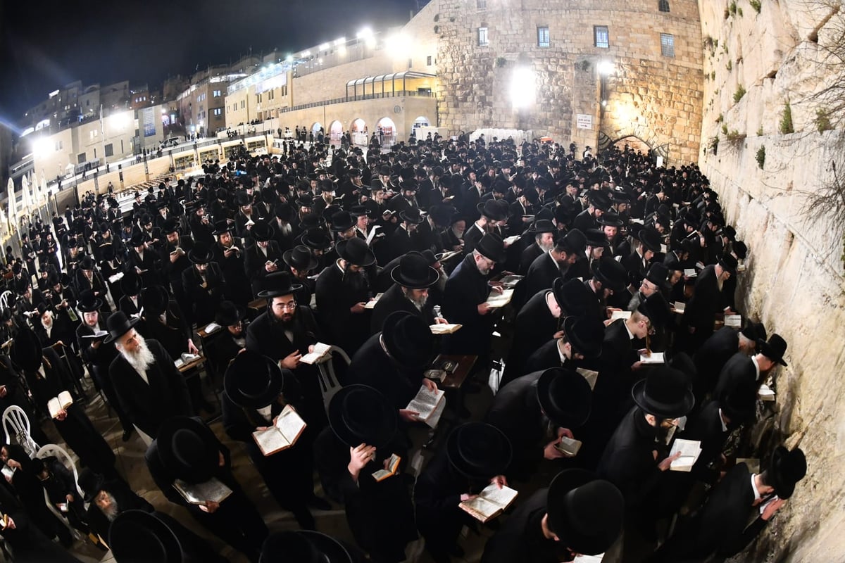 לרפואת האדמו"ר: חסידי ביאלה בעצרת תפילה בכותל המערבי